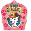 Plastic Curved Back Fire Helmet with Pink Dalmatian Jr Firefighter Shield
